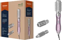 GRUNDIG HS 6220 Volumen Lockenstyler Thermobürsten Keramikbeschichtung Pink-Lotusöl Haarlängen Rosé Silber Styling-Highlight