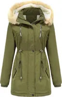 ASKSA Damen Winterjacke Wintermantel Baumwolljacke Warm Dickere Reißverschluss Tasche Mantel, A-Armeegrün, 3XL