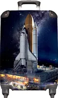 NoBoringSuitcases.com® Kufr Príručná batožina Vozík Kufr na kolieskach Malý cestovný kufor na 4 kolieskach - Space - Space shuttle - Rocket - Boys - Cabin Size &lt; 55x40x23 cm &amp; 55x40x20 cm - Foto kufor - Príručný kufor - Board luggage - Detský kufor - Detský vozík.
