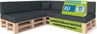 Pillows24 - Vankúše na palety s odnímateľným poťahom - SADA 8 vankúšov | vankúše na pohovku Euro palety 120x80 - vodoodolné - vonkajšie/vnútorné | grafitová