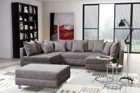 Wohnlandschaft Couch Ecksofa Eckcouch Gewebestoff hellgrau Minsk XXL