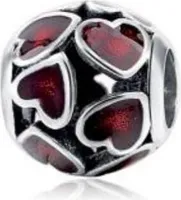 PANDACHARMS Roter Herzball Charm, 925er Sterling Silber, passt zu Pandora