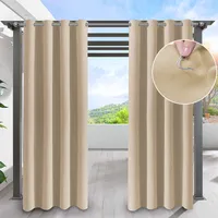 1 Stück Outdoor Vorhang Wetterfest Mit Ösen Gardinen Blickdicht Verdunklungsvorhang, Außen Garten Wasserdicht Thermovorhang, 132x274cm, Farbe: Beige