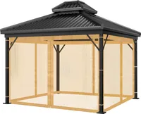 Moskitonetz für Pavillon Outdoor,Universal-Ersatz-Moskitonetz-Überdachung 4-teilige Sichtschutzwände mit Reißverschluss für10' x 12' Pavillon, Nur Moskitonetz, Braun, 300cm*360cm