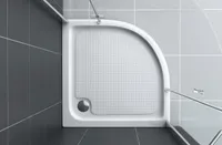 Duschtasse Duschwanne Dusche Eckdusche Duschbecken Acrylwanne rund abgerundet Viertelkreis 80 cm Wanne Eckeinstieg Brausewanne Duschkabine Bad 3,5 mm Acryl Antirutsch Noppen Badezimmer weiß Rimini Jet-Line