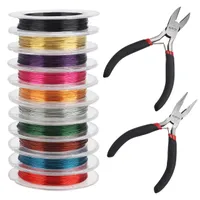 Kurtzy Draht Schmuckdraht Basteldraht Bunt mit Schmuckzange Set (12Stk) – Aluminiumdraht Stärke 0,3 Aludraht 10m – 10 Farben – Metalldraht Biegedraht