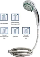 Duschbrause Massagebrause Handbrause 5 Funktionen inkl. Schlauch 1/2' Dusche Bad