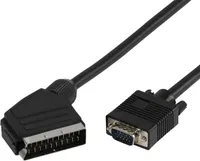 VIVanco™Premium Scart und Video Anschlusskabel, SCART Stecker zu 15 pol. HD Stecker, geschirmte 75 Ohm Video-Leitung, 2m