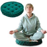 Bodenkissen Yogakissen sitzkissen rund 58 cm -  Meditationskissen XL Garten Outdoor kissen yoga und meditation groß floor cushion für balkon und kinderzimmer Grün