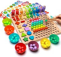 Montessori Mathe Spiel Lernbox mit Multifunktionen Zahlen Rechnen Lernuhr 