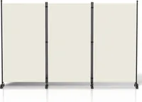 Paravent mit Rollen 3 teilig Beige 263x181 cm Faltbarer Raumteiler Outdoor Trennwand Garten Sichtschutz Raumtrenner