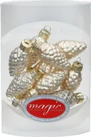 Christbaumschmuck Zapfen Glas 4.5cm, 12 Stück, Farbe:Champagner glanz / matt