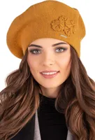 Vivisence Damen Baskenmütze mit Wollzusatz - Warme klassisch Mütze Damen Stilvolle Wintermütze für Frauen - Strickmützen an herbst - senffarbe