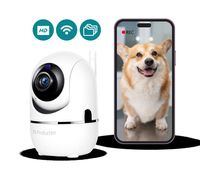 Überwachungskamera, WLAN IP Haustier Kamera Überwachung Innen, 360° Unterstützt Alexa/Google Home/2.4Ghz WiFi,Bewegungserkennung,2 Way Talk, , Weiß