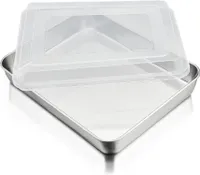Homikit Edelstahl Backblech mit Deckel 26,5 x 20,5 x 4,7 cm