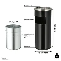 Stand-Aschenbecher aus Metall mit Abfallkorb Höhe 60,5cm NEUWARE statt UVP 55. 