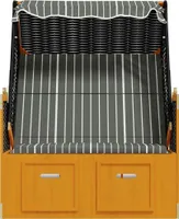 vidaXL Strandkorb mit Dach Poly Rattan und Massivholz Schwarz & Grau
