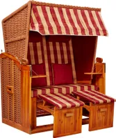 Webavita Strandschönheiten Sophia Ostsee Strandkorb 2-Sitzer Vollholzfront inkl Schutzhülle verschiedene Nachbildung innen außen für Balkone Terrassen Wintergärten Garten Lounge KD2BBL