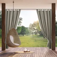 Eurofirany zasłona GARDEN Wodoodporne zasłony zewnętrzne Zasłony tarasowe jasnobrązowe caffe 155x260 cm Pętle Zapinanie na rzepy