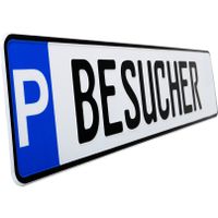 1 Stück BESUCHER P- Kennzeichen Privatkennzeichen Parkplatzschild Nummernschild Besucher schwarz Parkplatzmarkierung