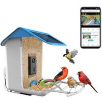 Solar Smart Bird Feeder mit Kamera, Vogelfutterspender, Vogelhäuschen mit Kamera, AI Erkennung Vögelskamera Automatische Aufnahme Vogelvideos1080HD Nachtsichtkamera APP-Verbindung Wildkameras