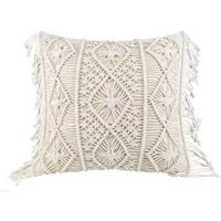 Sofakissen Makramee Kissenbezug Kissenhülle Weicher Dekorative für Sofa Kissen 45 * 45 cm Lendenkissen Bettkissenbezug Schlafzimmer Dekokissen Baumwolle Beige