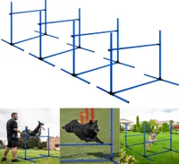UISEBRT Súprava prekážok pre psov Agility vybavenie pre psov 4 x prekážky Slalomové tyče 104x70x101cm Nastaviteľná výška s taškou, modrá