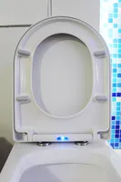 BERNSTEIN Duroplast WC-Sitz U1002 mit Soft-Close & LED-Nachtlicht – Akustiksensor, Blaue Beleuchtung