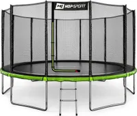 Hop-Sport Trampolin Outdoor - Ø 427 - Trampolin mit außenliegenden Sicherheitsnetz, stabiler Rahmenkonstruktion und Sicherheitszertifikaten - Komplettset