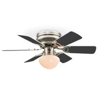 Globo Lighting Ventilator Metall Nickel matt, MDF weiß, MDF Graphit, Glas opal, Blade turnable, Zugschalter Kette, max. Motorleistung 50W, optimale Raumnutzung 12m², Abkühlung, Aufheizen, Geschwindigkeitsstufen 130/200/240 RPM, ø: 760mm, H: 280mm, exkl. 1x E27 60W 230V