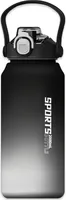 Kuketo | Trinkflasche mit Strohhalm - 2 l - Schwarz-Weiß - Ergonomisch, Motivationsmarkierungen, Umweltfreundlich