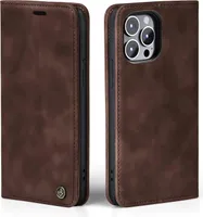 Handy Hülle für Apple iPhone 14 Pro Klapphülle Bookcase Flip Cover Handy Tasche Etui Farbe: Dunkelbraun