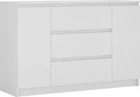 Komoda z szufladami, biały matowy, 120 x 39 x 78 cm, 2 drzwi, 3 szuflady