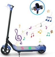 Elektroscooter Für Kinder und Jugendliche Blau Elektroroller Mit Bluetooth Lautsprecher 110W Motor, 8KM Reichweite, 2,5Ah Batterie, 3 Geschwindigkeitsstufen, LCD Display 6,5 Zoll E Roller