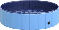PawHut vaňa pre psov skladacia vaňa pre psov bazénik detské bazéniky bazén pre psy a mačky bazén plast+drevo modrý Ø120 x H30 cm