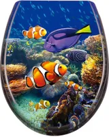 TRMLBE WC-Sitz mit Absenkautomatik Toilettendeckel Toilettensitz aus Hartplastik Antibakteriell Klodeckel aus Duroplast Universal Größe, 14 Bilder zur Auswahl (Süßwasserzierfische)