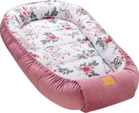 JUKKI® BabyNestchen XXL 120x65cm bis zu 18 Monaten 2seitig [Summer Dream + Rosa Samt] Nestchen Babybett Reisebett Kokon Babynest Kuschelnest Nest