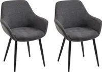 SalesFever Armlehnstuhl 2er Set | Bezug aus Strukturstoff | 4 Fuß-Gestell Metall matt Schwarz | B 64 x T 59 x H 86 cm | anthrazit