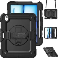 iPad Air 11 inch 2024 M2, iPad Air 11 Zoll 2025 M3 Hülle: Accezz Rugged Backcover Shoulder Strap