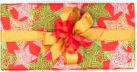 Geschenkpapier gestreifte Sterne 70cm x 2m Rolle rot / gold