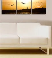 Opviq, 3P2828CS- CLA2679, Bunt, Wanduhren, 90 x 28 cm, 100% Wildleder -Leinwand