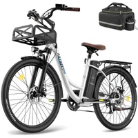Elektrofahrrad bis zu 160 - 200 km City E-Bike 26 Zoll Wasserdicht IP54 Unisexfahrrad 7 Gang, Weiß