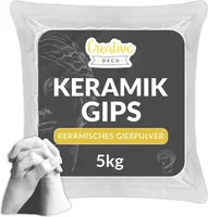 Creative Deco Gießpulver Hellgrau | 5 kg | Keramik Gießmasse Reliefgießpulver Modelliergips