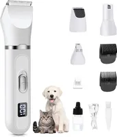 Hundeschermaschine, Profi Schermaschine Hund Katze mit LED-Anzeige, Hundepfoten-Trimmer Elektrische Tierhaarschneidemaschine