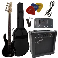 Elektrobass schwarz Set E-Bass JB8 im 40 Watt Set - Verstärker, Gigbag, Stimmgerät, Piks