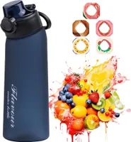 MCBOSON Air-Wasserflasche mit 5 Aromakapseln, 900 ml Trinkwasserflasche, BPA-freie Trinkflasche, Wasserbecher mit 0 % Zucker, Marineblau