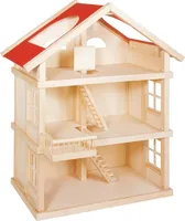 Goki 51957 - Puppenhaus, 3 Etagen, Bausatz aus Holz