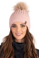 Vivisence Bommelmütze Damen Universalgröße - Kopfbedeckung warm für Winter Herbst Elegant Mütze mit Bommel kunstpelz für frauen Klassisch mütze - Rosa