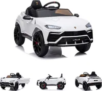 Elektryczny samochód dla dzieci "Lamborghini Urus" - licencjonowany - akumulator 12V, 2 silniki - pilot 2,4 GHz, MP3, skórzane siedzenie + EVA + lakierowany - biały