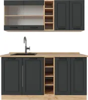 Vicco Singleküche R-Line, 160 cm , AP Eiche, Anthrazit Landhaus/Goldkraft Eiche